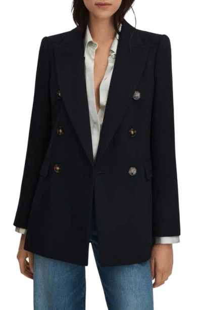 Reiss Lana Wool Blend Blazer In Navy