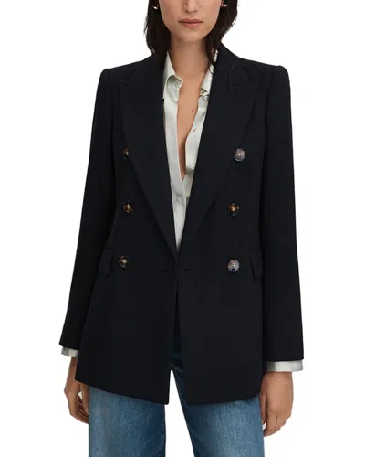 Reiss Lana Wool-blend Twill Jacket In Black