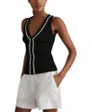 Reiss Womens Lanette Ribbed Craft-stitch Knitted Vest Top Black White In Black/white