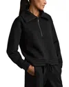 Reiss Black Laney Jersey Half-zip Drawstring-hem Sweatshirt In Black