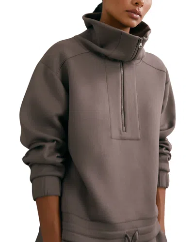 Reiss Laney Half Zip Sweatshirt In Gray