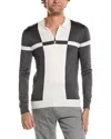 Reiss Langland Wool, Cotton, & Nylon Slim Fit Quarter Zip Polo Collar Sweater In Grey
