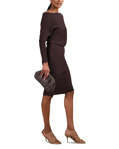 REISS LARA DRAPE KNITTED BODYCON DRESS