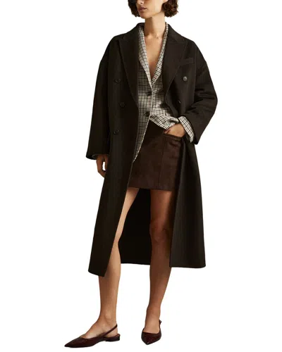 Reiss Lara Herringbone Wool-blend Coat In Yellow