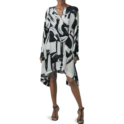 Reiss Lara Long Sleeve Button Front High-low Dress In Gray