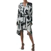 Reiss Lara Long Sleeve Button Front High-low Dress In Gray