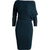 Reiss Lara One-shoulder Rib Sweater Dress In Teal