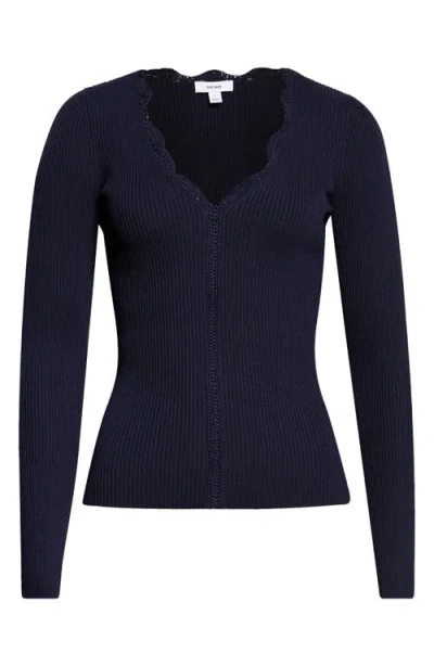 Reiss Lara V-neck Knit Top In Blue