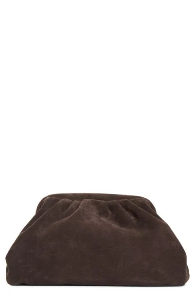 Reiss Large Mia Suede Frame Clutch In Brown
