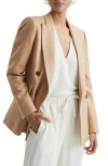 Reiss Light Camel Double Breasted Twill Blazer