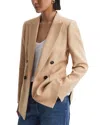 Reiss Light Camel Double Breasted Twill Blazer In Neutral