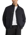 Reiss Navy Technical Button-through Bomber Jacket In Blue