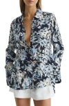 Reiss Laura Floral Bell Sleeve Blouse In Blue Multi
