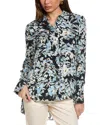Reiss Laura Floral Bell Sleeve Blouse In Blue