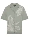 Reiss Mens Laurent Floral-embroidered Stretch-knit Shirt Soft Sage In Green