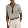 Reiss Mens Laurent Floral-embroidered Stretch-knit Shirt Soft Sage In Gray