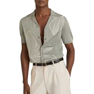 REISS REISS LAURENT FLORAL KNIT CAMP SHIRT