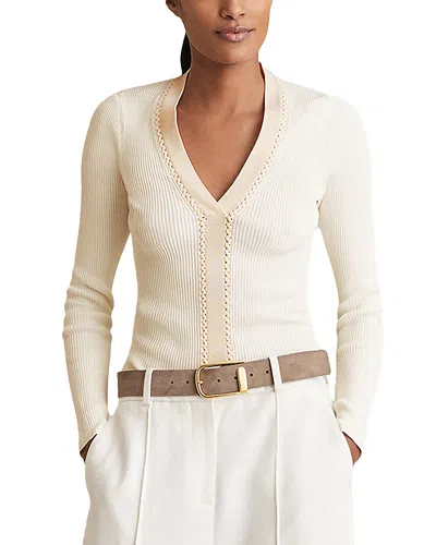 Reiss Lauri Craft Stitch Top In Ivory