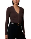 Reiss Womens Mocha Brown Lauri Craft-stitch Ribbed-knit Top In Brown