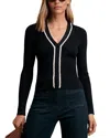 Reiss Womens Navy White Lauri Craft-stitch Ribbed-knit Top In Black