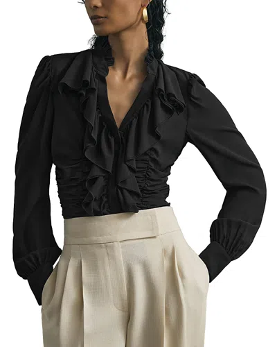 Reiss Laverna Silk Stretch Blouse In Black