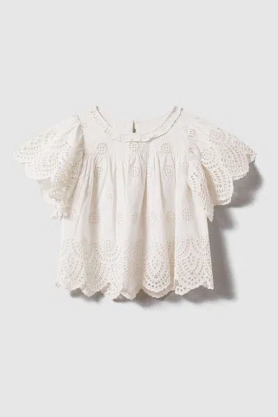 Reiss Laverne - Ivory Laverne Teen Cotton Broderie Blouse