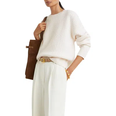 Reiss Leah Wool & Cashmere Crewneck Sweater In White