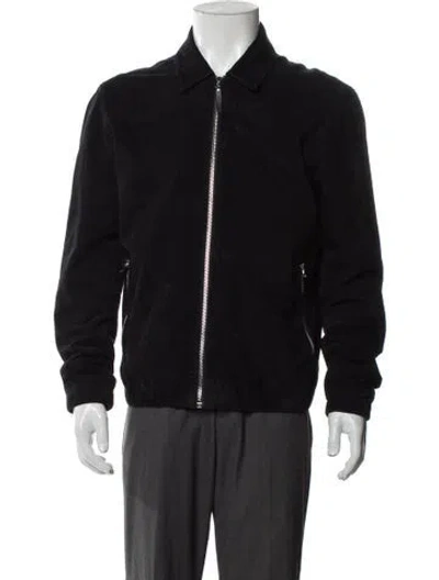 Pre-owned Reiss Leather Bomber Jacket In Black