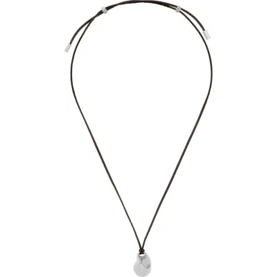Reiss Leather Cord Pendant Necklace In Metallic