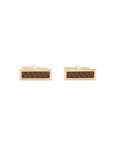 Reiss Leather Insert Cufflinks In Brown