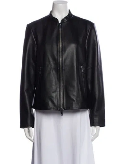 Pre-owned Reiss Leather Jacket In Black