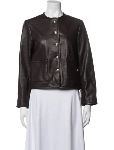 Pre-owned Reiss Leather Jacket In Brown