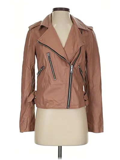 Pre-owned Reiss Leather Jacket In Brown
