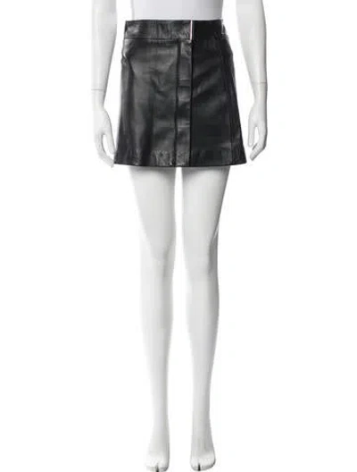 Pre-owned Reiss Leather Mini Skirt In Black