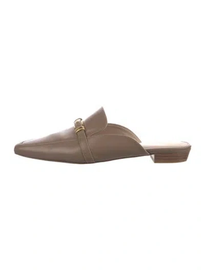 Pre-owned Reiss Leather Mules In Neutral