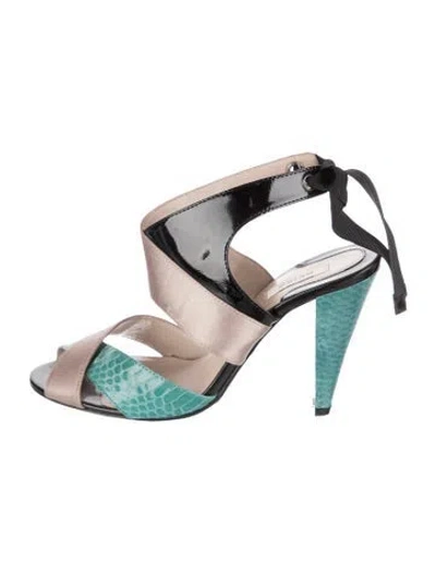 Pre-owned Reiss Leather Printed Sandals In Multi