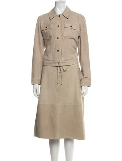 Pre-owned Reiss Leather Skirt Set W/ Tags In Neutrals