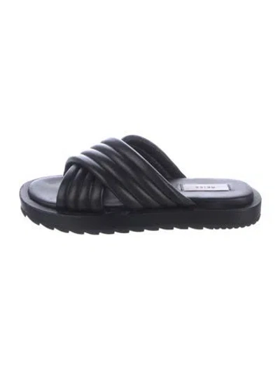 Pre-owned Reiss Leather Slides In Black