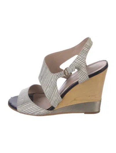 Pre-owned Reiss Leather Striped Sandals In Neutral