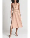 Reiss Leena Womens Linen Blend Lace Inset Midi Dress