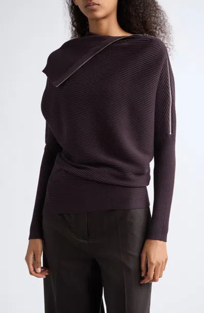 Reiss Leena Ribbed Dolman Sleeve Sweater In Purple