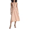 Reiss Leena Womens Linen Blend Lace Inset Midi Dress In Neutral