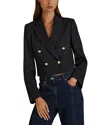 Reiss Navy Cropped Wool-blend Double-breasted Blazer In Navy