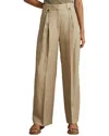Reiss Leila Heavy Linen Wide Leg Trouser In Brown