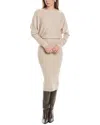 Reiss Leila Long Sleeve Blouson Knit Dress In Brown