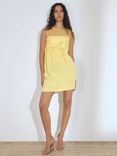 Reiss Lemon Atelier Ribbon-tie Corset Shift Dress In Yellow