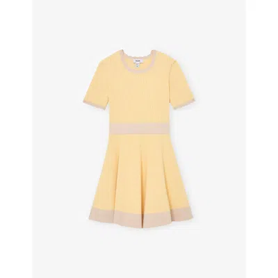 Reiss Kids' Lemon Coraline Ribbed Knitted Dress 9 In Nude