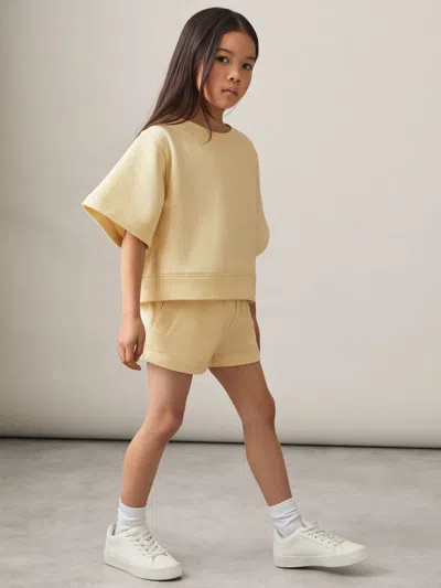 Reiss Kids' Lemon Cotton-blend Sweatshirt And Shorts Set In Neutral