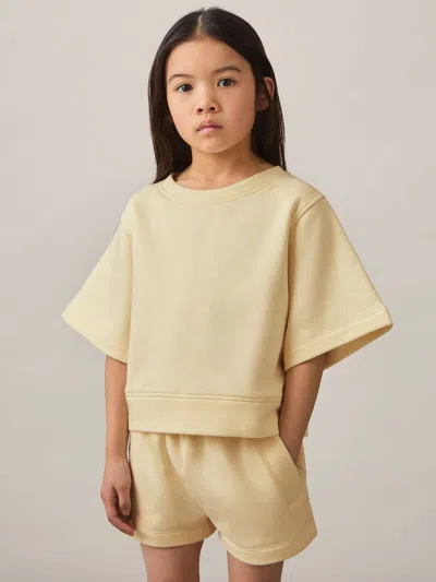 Reiss Kids' Lemon Cotton-blend Sweatshirt And Shorts Set In Neutral