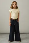 Reiss Lemon 9-13 Yrs Cotton Jersey Cap Sleeve Ruched Top In Lemon